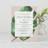Tropisch palm leest Greenery Modern Wedding Kaart (Staand voorkant)