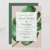 Tropisch palm leest Greenery Modern Wedding Kaart (Voorkant / Achterkant)