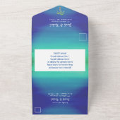 Tropisch palm met blauwe blauwe groene strand Ocea All In One Uitnodiging (Buitenkant)