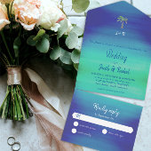 Tropisch palm met blauwe blauwe groene strand Ocea All In One Uitnodiging