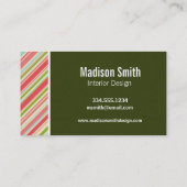 Tropisch palm met koraal en groene strepen visitekaartje (Achterkant)