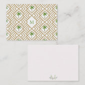 Tropisch Palm Monogram Goud Geometrisch Notitiekaartje (Voorkant / Achterkant)