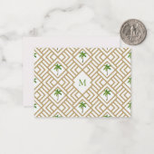 Tropisch Palm Monogram Goud Geometrisch Notitiekaartje (Voorkant / Achterkant in situ)