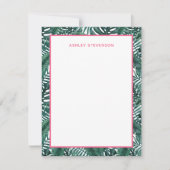 Tropisch palm Monstera laat roze aangepaste naam v Notitiekaartje (Voorkant)