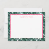 Tropisch palm Monstera laat roze aangepaste naam v Notitiekaartje (Voorkant)