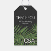 Tropisch palm Night Sky Modern Initialen Weddensch Cadeaulabel (Voorkant)