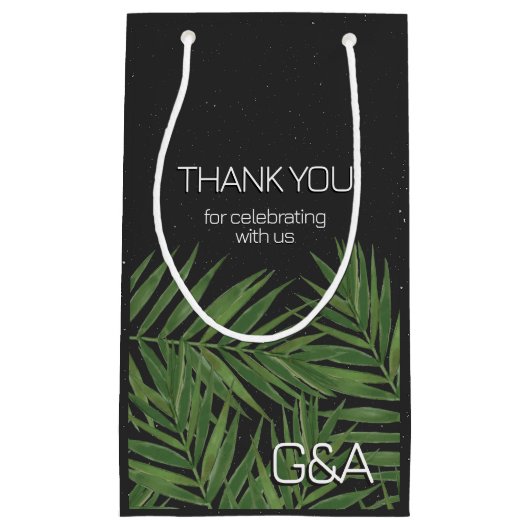 Tropisch palm Night Sky Modern Initialen Weddensch Klein Cadeauzakje (Voorkant)