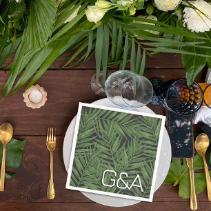 Tropisch palm Night Sky Modern Initialen Weddensch Servet