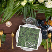 Tropisch palm Night Sky Modern Initialen Weddensch Servet