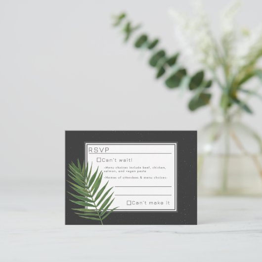 Tropisch palm Night Sky Modern minimalist RSVP Notitiekaartje (Staand voorkant)
