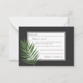 Tropisch palm Night Sky Modern minimalist RSVP Notitiekaartje (Voorkant)