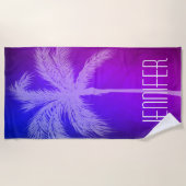 Tropisch palm Paars/blauw Aangepaste handdoek (Voorkant)