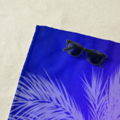 Tropisch palm Paars/blauw Aangepaste handdoek (In situ)