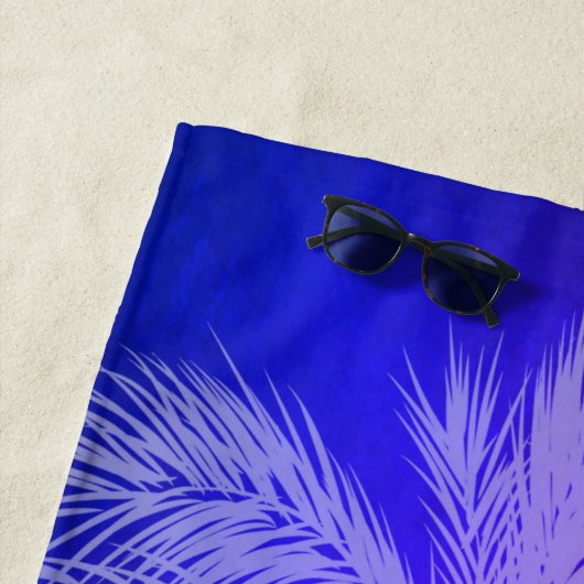 Tropisch palm Paars/blauw Aangepaste handdoek (In situ)