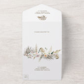 Tropisch palm Pampas Grass Floral Black Wedding All In One Uitnodiging (Buitenkant)