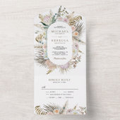 Tropisch palm Pampas Grass Floral Wedding, gedroog All In One Uitnodiging (Binnen)