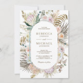 Tropisch palm Pampas Grass Floral Wedding, gedroog Kaart (Voorkant)