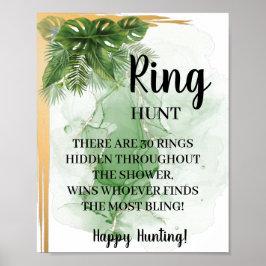 Tropisch Palm Ring Hunt Bruiloft Borrel Spel Bord Poster