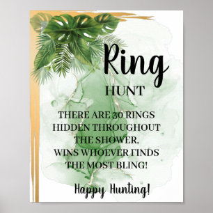 Tropisch Palm Ring Hunt Bruiloft Borrel Spel Bord Poster