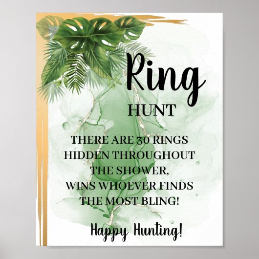 Tropisch Palm Ring Hunt Bruiloft Borrel Spel Bord Poster (Voorkant)