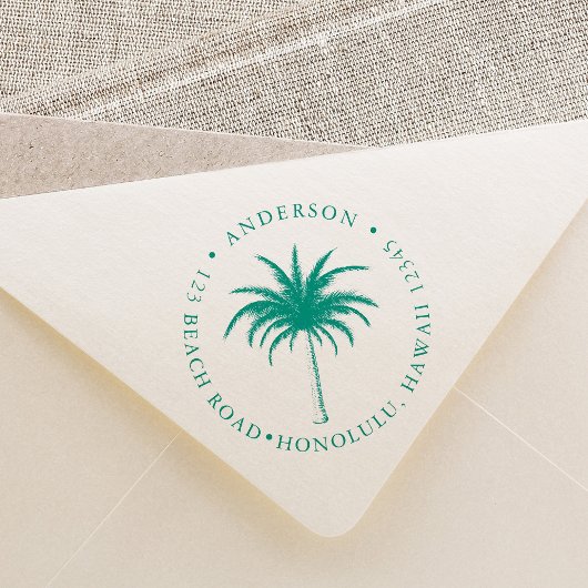 Tropisch palm Ronde retouradres Rubberstempel