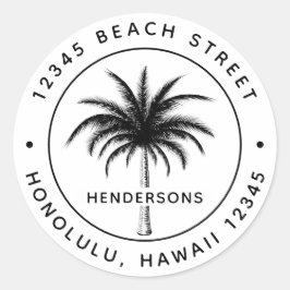Tropisch palm Ronde retouradres Sticker