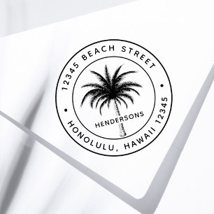 Tropisch palm Ronde retouradres Zelfinktende Stempel