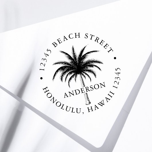Tropisch palm Ronde retouradres Zelfinktende Stempel