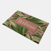  tropisch palm Roos botanische Waterverf Deurmat (Schuin)