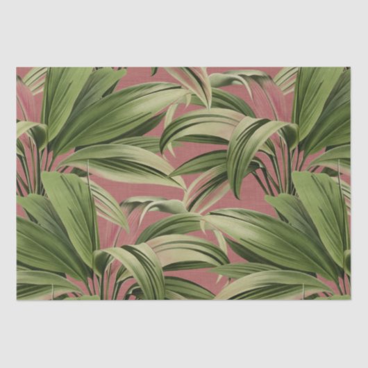  tropisch palm Roos botanische Waterverf Tissuepapier (Voorkant)