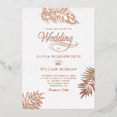 Tropisch palm Roos Gold Foil Foto Weddenschap Folie Uitnodiging (Voorkant)