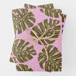 Tropisch Palm Roze Groen Inpakpapier Vel