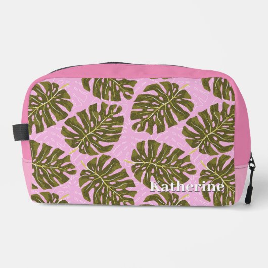 Tropisch Palm Roze Groen Toilettasje (Voorkant)