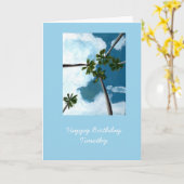 Tropisch palm Trees aanpasbare verjaardagskaart Kaart (Gele Bloem)