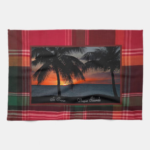 Tropisch Palm Trees Caribbean Sunset Zee Theedoek