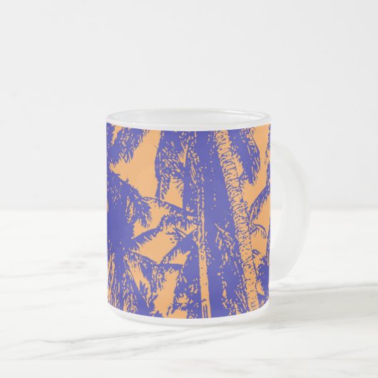 Tropisch palm Trees Silhouette Design Matglas Koffiemok (Voorkant rechts)
