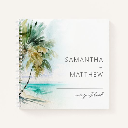 Tropisch palm Trees Wedding Guest Book Notitieboek (Voorkant)
