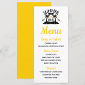 Tropisch palm Trees Yellow Beach Summer Weddenscha Menu (Voorkant / Achterkant)