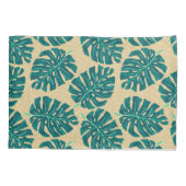 Tropisch Palm Turquoise Beige Kussensloop (Achterkant)