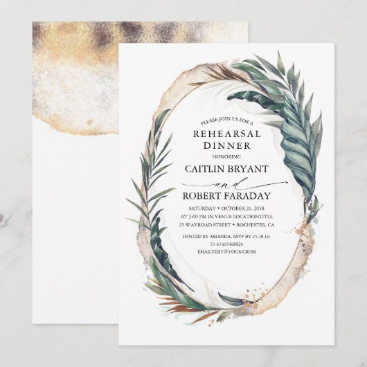 Tropisch palm verlaat gouden repetitie kaart (Voorkant / Achterkant)