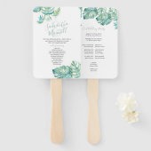 Tropisch palm vertrekt Waterverf bruiloft Handwaaier (Voorkant en achterkant)