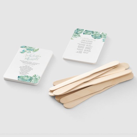 Tropisch palm vertrekt Waterverf bruiloft Handwaaier (Niet-gemonteerd)