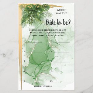 Tropisch palm waar was de Bride Shower Game Card Flyer
