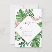 Tropisch Palm Waterverf Geometrisch Trouw RSVP Kaart (Voorkant)