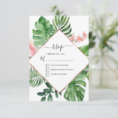 Tropisch Palm Waterverf Geometrisch Trouw RSVP Kaart (Staand voorkant)