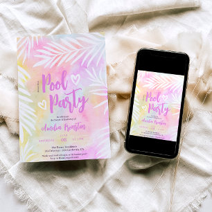 Tropisch palm waterverf poel partij Sweet 16 Kaart