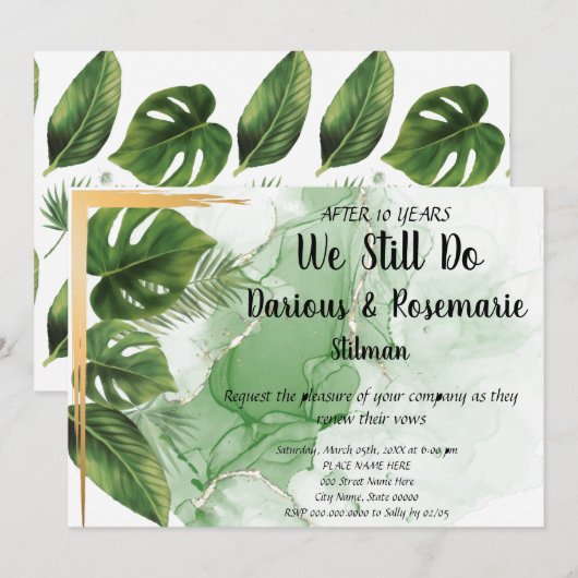 Tropisch Palm Wedding Jubileum Renewal Vows Kaart (Voorkant / Achterkant)