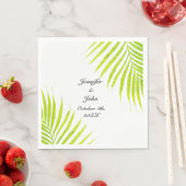 Tropisch Palm Weddings Glittery Green Gold 2023 Servet (Insitu)