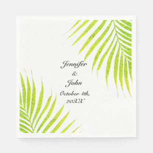 Tropisch Palm Weddings Glittery Green Gold 2023 Servet