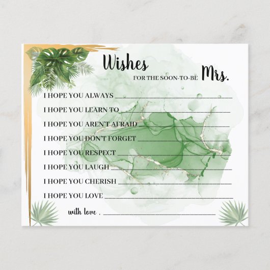 Tropisch palm wil binnenkort Mrs Shower Card. Flyer (Voorkant)